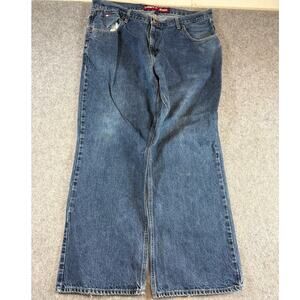 VINTAGE Tommy Hilfiger Jeans Mens 38x30 Blue Denim Wide Leg Y2K Hip Hop Baggy